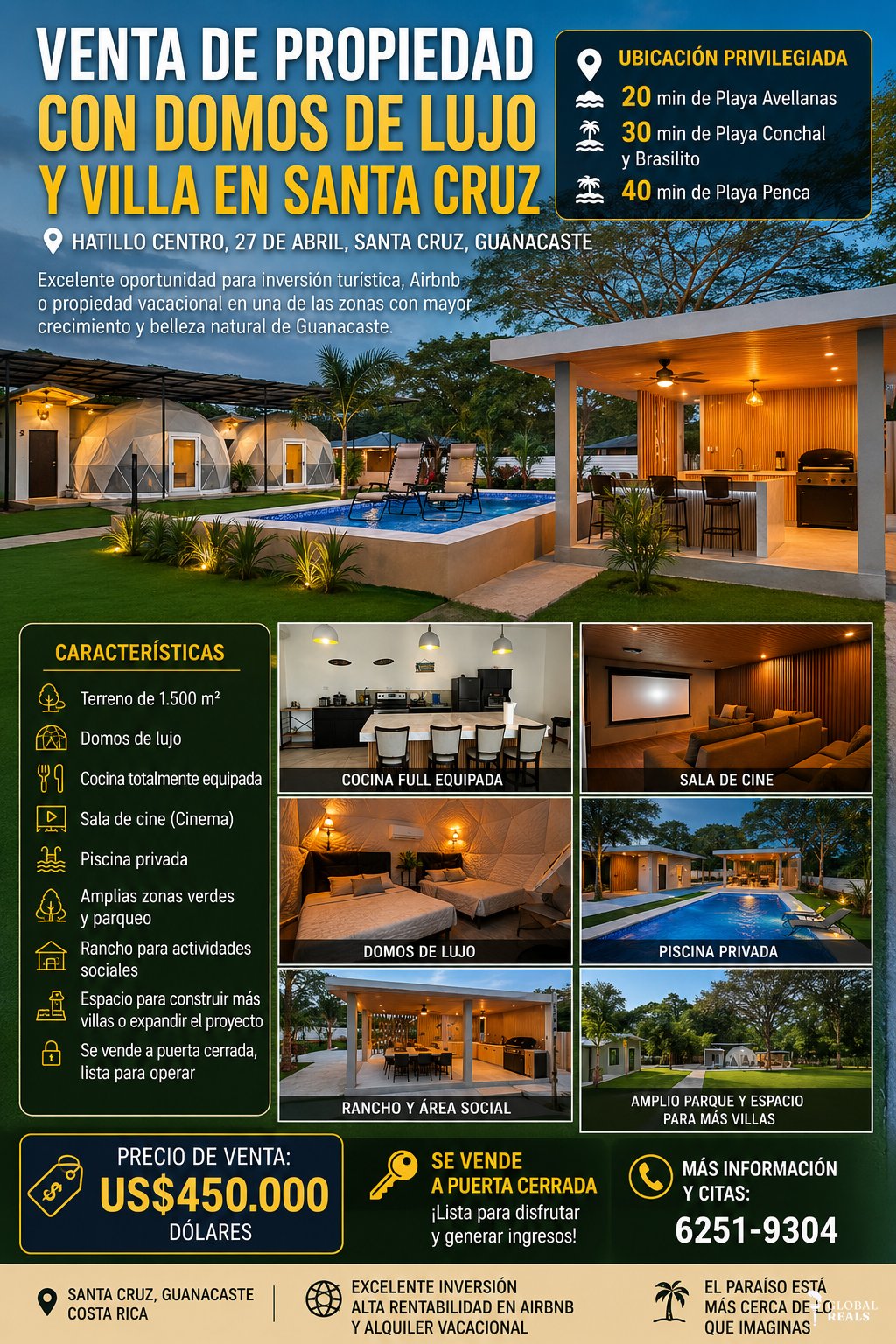 VENTA DE PROPIEDAD CON DOMOS DE LUJO Y VILLA- SANTA CRUZ GUANACASTE