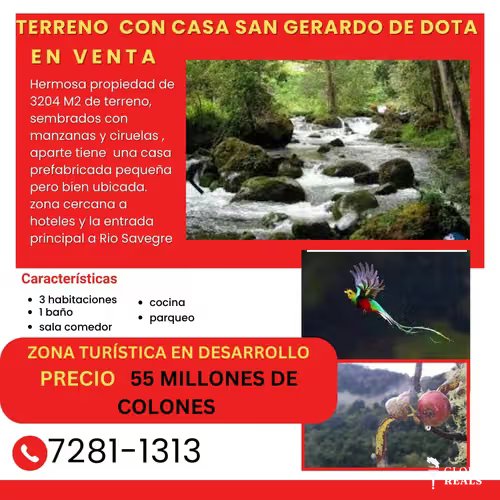 SAN GERARDO DOTA SAVEGRE 3204 M2 , casa de 60 M2 - 55,000,000 COL