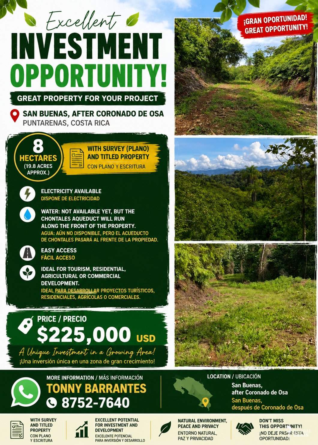 🌿🏡 **¡GRAN OPORTUNIDAD DE INVERSIÓN EN SAN BUENAS, DESPUÉS DE CORONADO DE OSA! ** 🏡🌿