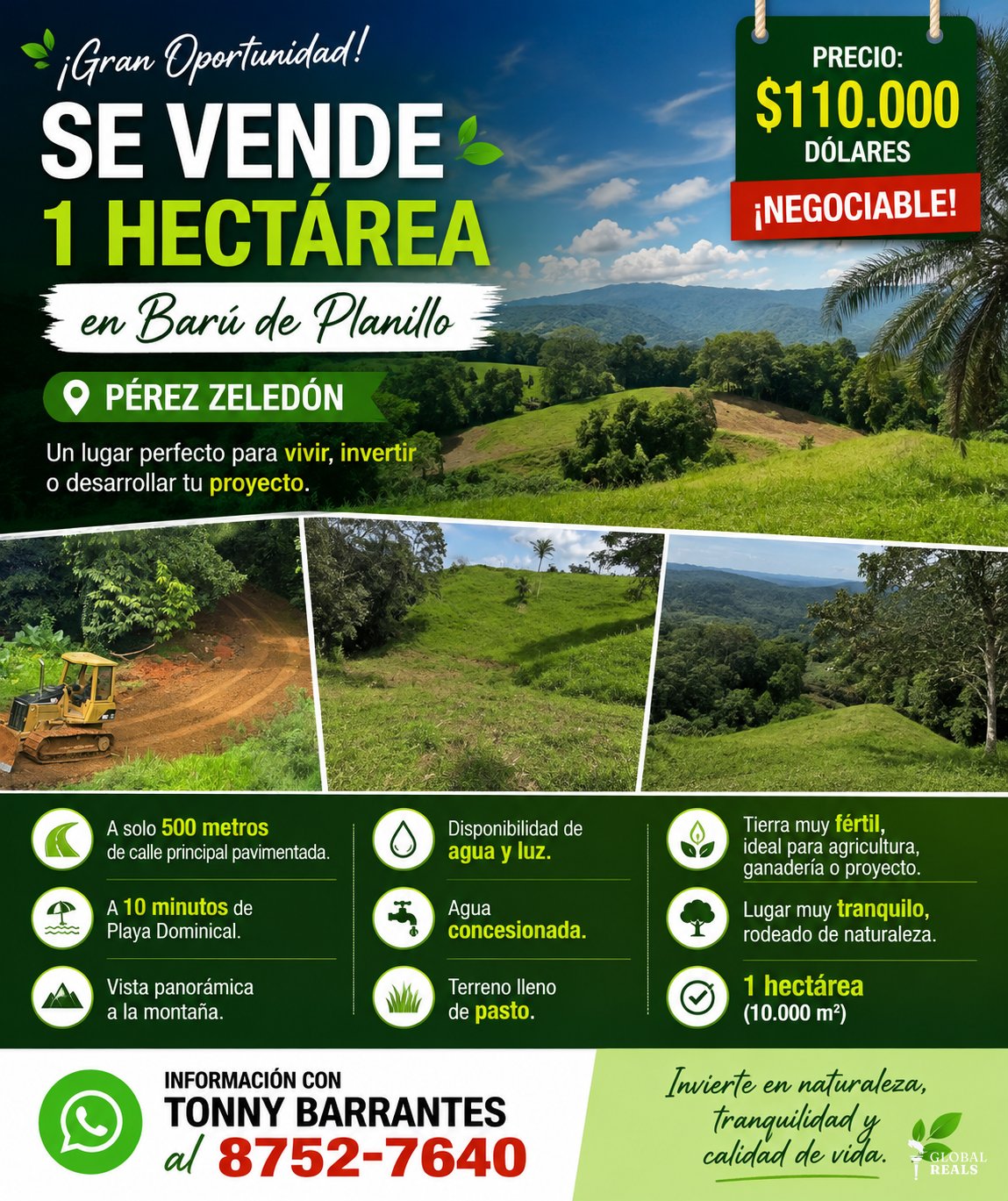 🌿 **1 Hectare Property for Sale in Barú de Planillo, Pérez Zeledón, Costa Rica** 🌿