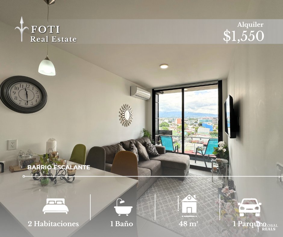 BÖ Escalante | 2 Hab | Amueblado | Piso 10 | Parqueo | $1,550
