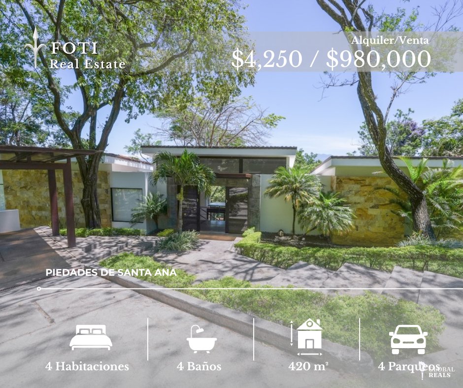 Lujosa y Espaciosa Casa en Venta y Alquiler en Condominio Montaña de Sol Piedades de Santa Ana