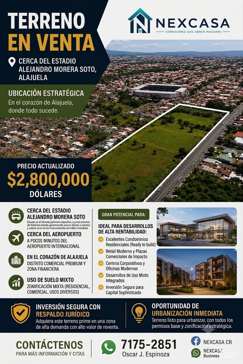 Proyecto Urbanístico en Canoas de Alajuela a un costado norte de los condominios Los Higuerones