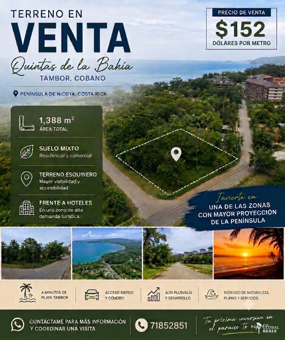 Se vende terreno de 1388 para construcción en zona quintas la bahía