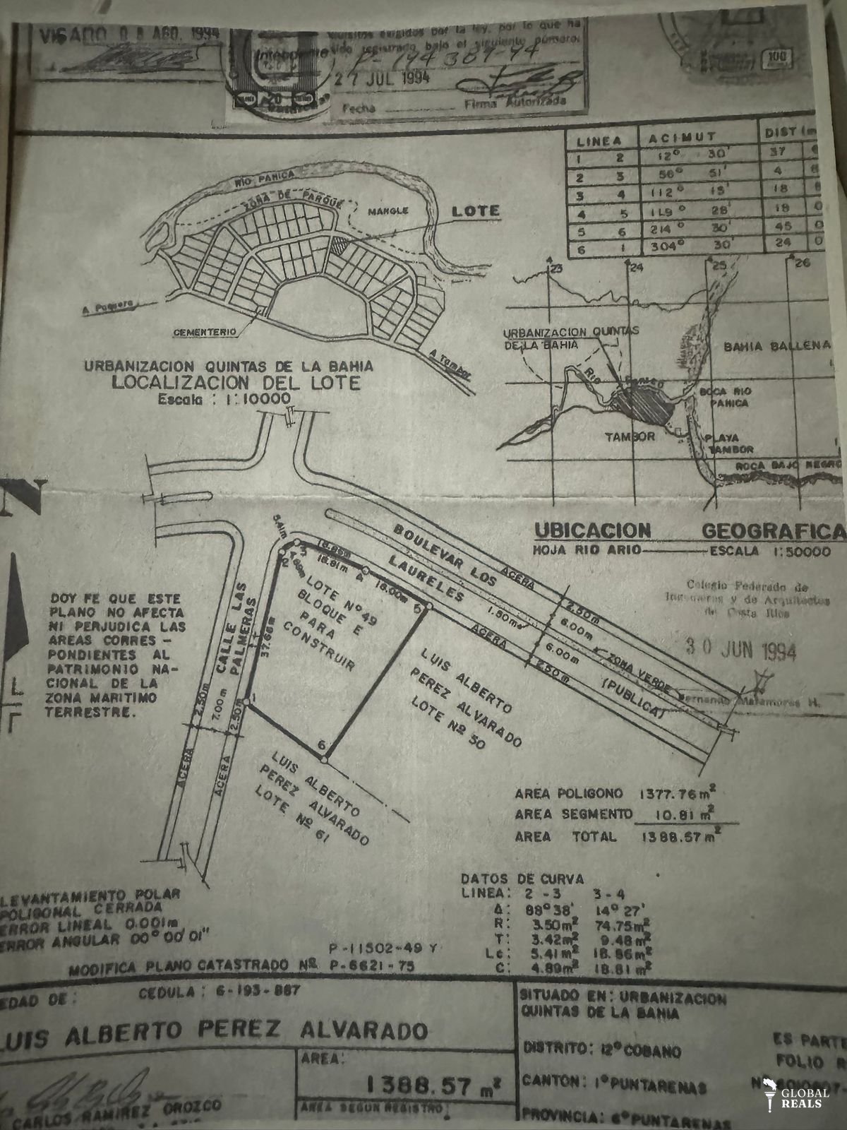 Se vende terreno de 1388 para construcción en zona quintas la bahía